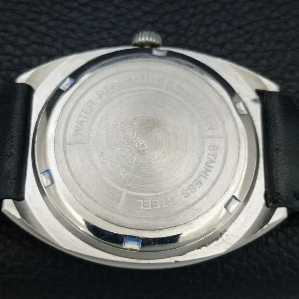 Vintage 1985 Citizen Manual Wound Mens Silver Watch W/Date & Silver Accents